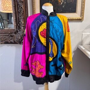 JA Resort 100% Silk Colorblock Statement Jacket – Oversized Fit